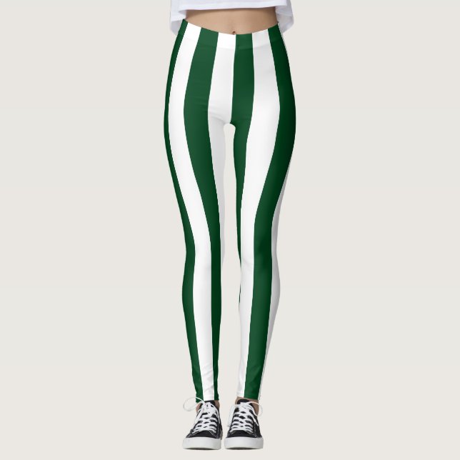 Vertikal gestrichene pakistanische Flaggenfarben Leggings (Vorderseite)