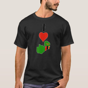 Vertikal I Liebe Sambia I Herz Landesflagge Sambia T-Shirt