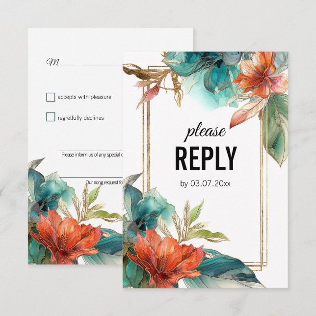 Vertikal + Liedanforderung Hibisken Serenade Parad RSVP Karte (Vorne/Hinten)
