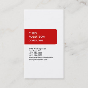 Vertikal Red White Simple Charming Business Card Visitenkarte