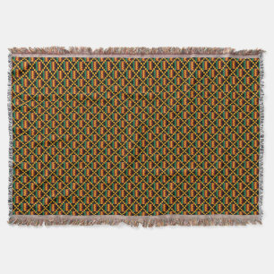 Vertikal Schwarz, Grün, Rot, Gelb Kente Tuch Decke