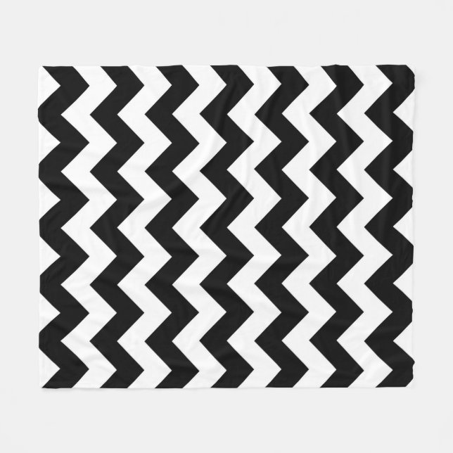 Vertikal schwarz und weiß Zigzag Fleecedecke (Vorderseite (Horizontal))