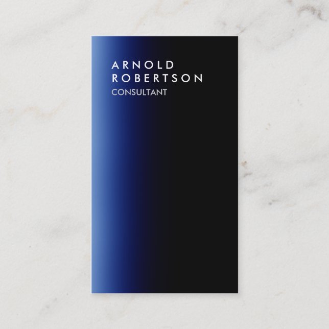 Vertikal stilvolle Blue Light Black Business Card Visitenkarte (Vorderseite)