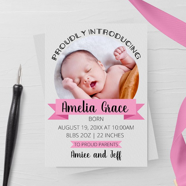 Vertikal stolz Geburtsankündigung vorstellen Ankündigung (Von Creator hochgeladen)