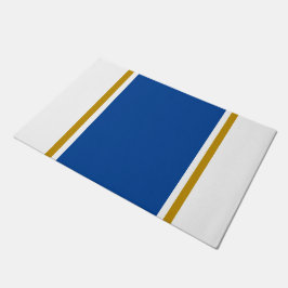 Vertikal tiefe blaubraune Rennstreifen auf weiß Fußmatte