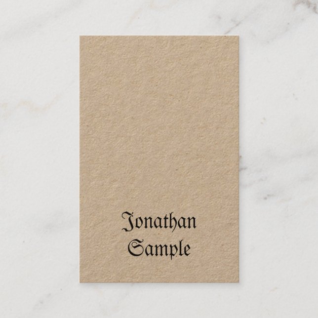 Vertikal Vintage Nostalgie Classic Look Real Kraft Visitenkarte (Vorderseite)