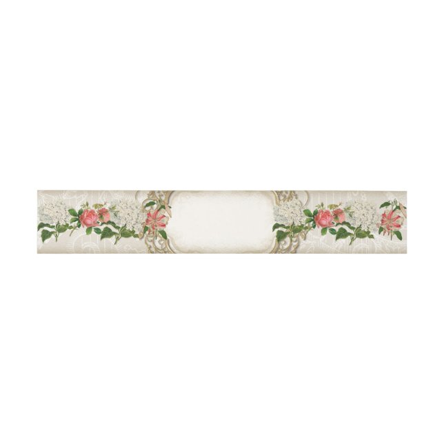 Vertikal Vintage Stargazer Lily Taupe Lace Gold Einladungsbanderole (Flach)