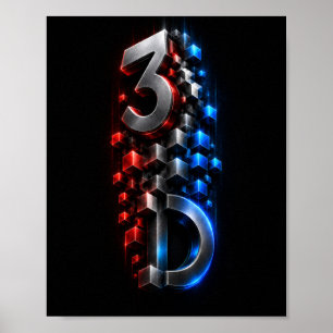 Vertikale 3D-Fusion Futuristisches Würfelposter- Poster
