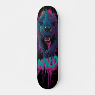 Vertikale, aggressive Illustration eines schwarzen Skateboard
