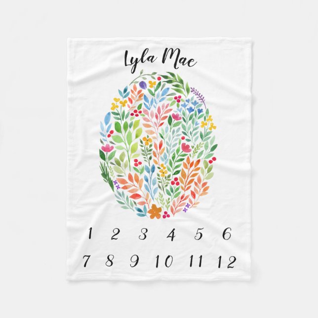 Vertikale Aquarell-Baby-Meilenstein-Decke Fleecedecke (Vorderseite)