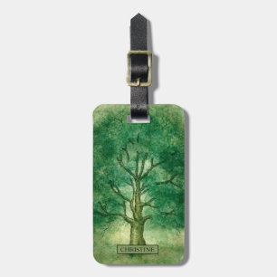 Vertikale Aquarelleiche Tree Elegantes Gepäckstück Gepäckanhänger