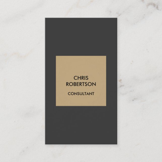 Vertikale Beige Gray Contemporary Business Card Visitenkarte (Vorderseite)