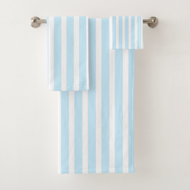 Vertikale blaue und weiße Pastellstreifen Badhandtuch Set (Insitu)