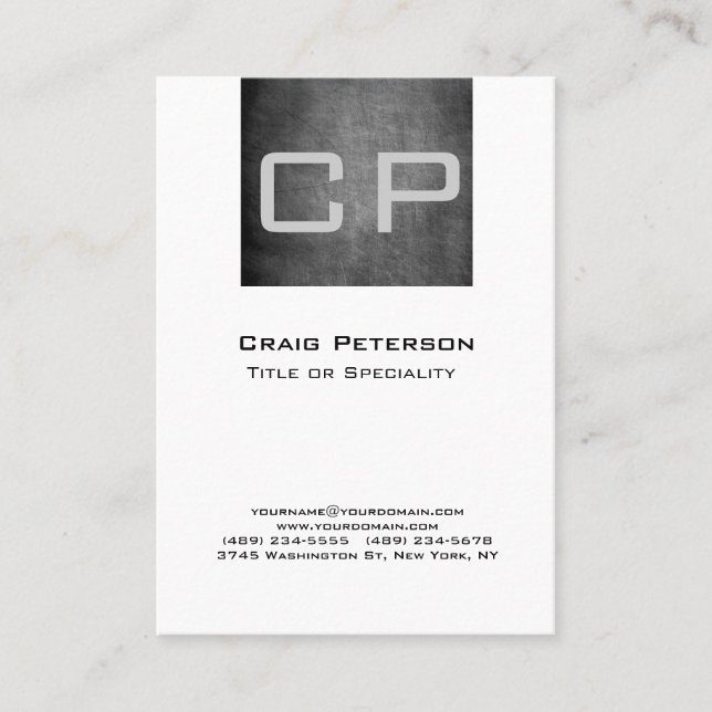 Vertikale Chalkboard-Muster Monogram-Visitenkarte Visitenkarte (Vorderseite)