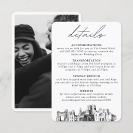 Vertikale Details zur Kolumbus-Hochzeit Begleitkarte
