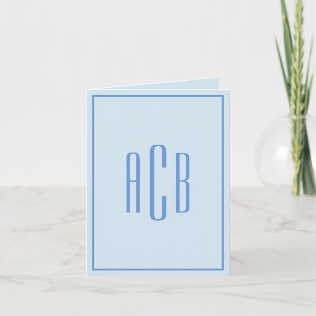 Vertikale dreibuchstabige blaue Monogramm-Randgest (Vorderseite)
