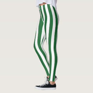 Vertikale grüne und weiße Streifen Leggings
