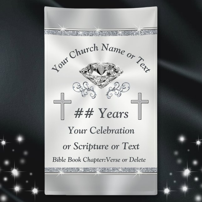 Vertikale kirchliche Vinyl-Banner für jeden Anlass Banner (Christian Wedding Banner. Diamond Wedding Banner. Diamond themed wedding. Church Celebration Ideas.)
