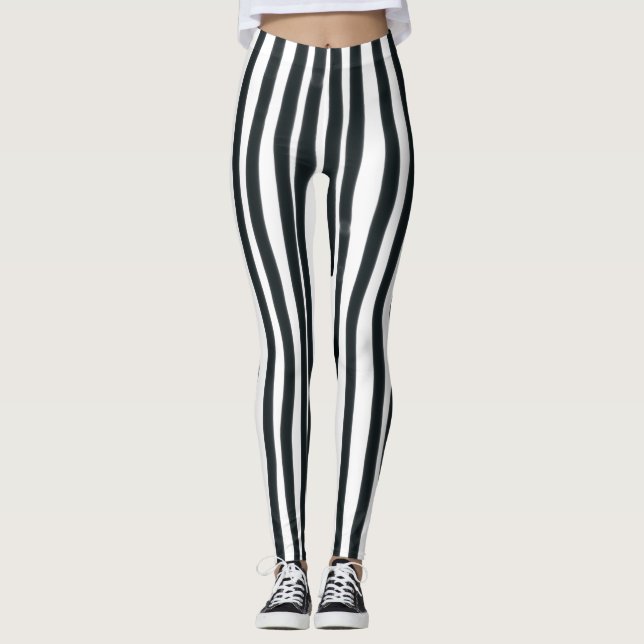 Vertikale Leggings Schwarz und Weiß (Vorderseite)