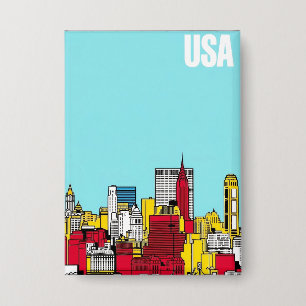 Vertikale Metropolitane Skyline Stadtlandschaft Ku Button