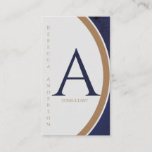 Vertikale moderne Marine, Gold und White Monogram
