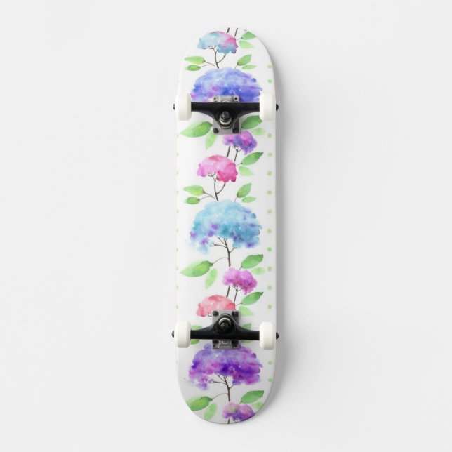 Vertikale nahtlose Mustergrenze des Aquarells Skateboard (Vorderseite)