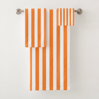 Vertikale orange und weiße Streifen Badhandtuch Set