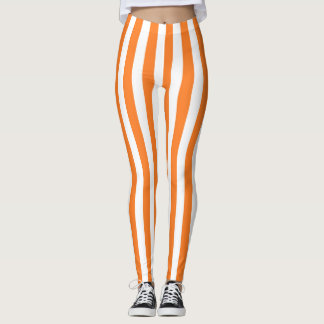 Vertikale orange und weiße Streifen Leggings