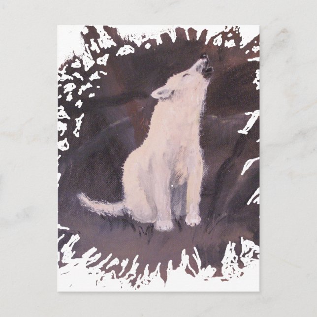 Vertikale Postkarte "Howling White Wolf" (Vorderseite)