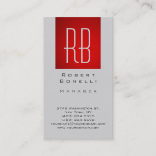 Vertikale, rote, moderne Monogramm-Visitenkarte Visitenkarte