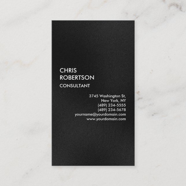 Vertikale Schlicht-Grau-Attraktive Charm-Visitenka Visitenkarte (Vorderseite)