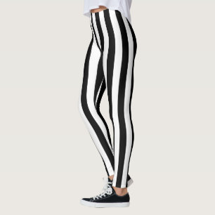 Vertikale Schwarz-Weiß-Streifen Leggings