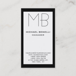 Vertikale Schwarz-weiße Grenzkarte für Monogramm Visitenkarte