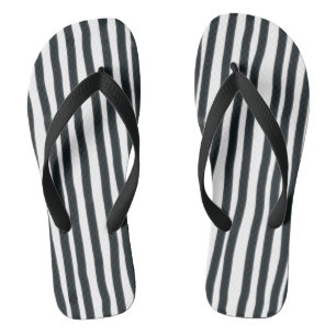 Vertikale schwarz-weiße Streifen Flip Flops