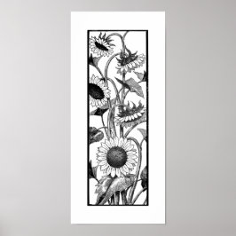 Vertikale Sonnenblumen Art Schwarz und Weiß drucke
