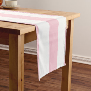 Vertikale Streifen Baby rosa und weiß gestreift Kurzer Tischläufer