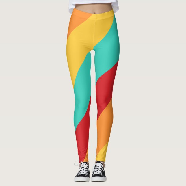Vertikale Streifen in mehrfarbigen Farben Leggings (Vorderseite)