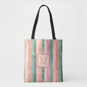 Vertikale Streifen in Pfirsichfarbe Block Monogram