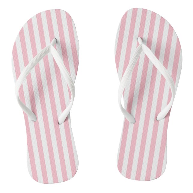 Vertikale Streifen in rosa und weißem Medium Flip Flops (Fußbett)
