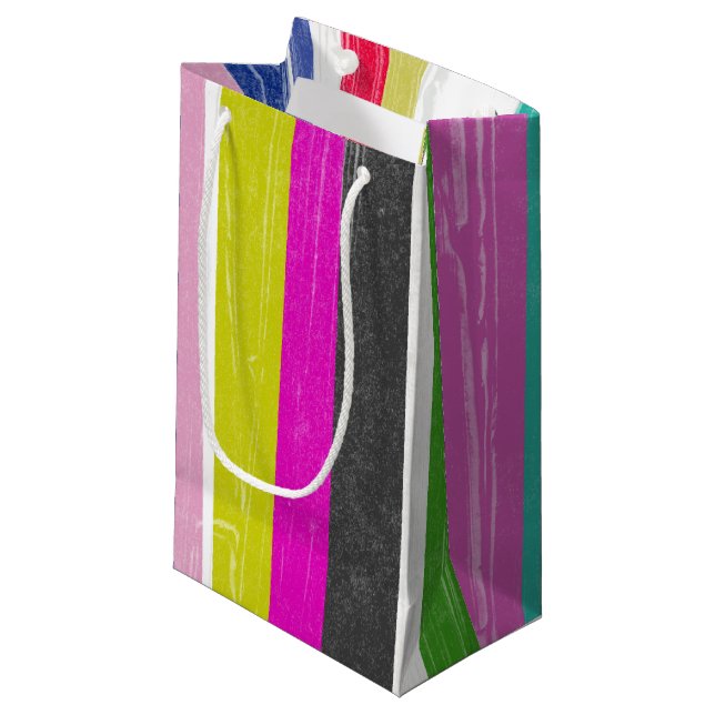 Vertikale Streifen Kleine Geschenktüte (Vorderseite Schrägansicht)