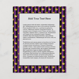 Vertikale Streifen Mardi Gras Party Goldene Krone Flyer