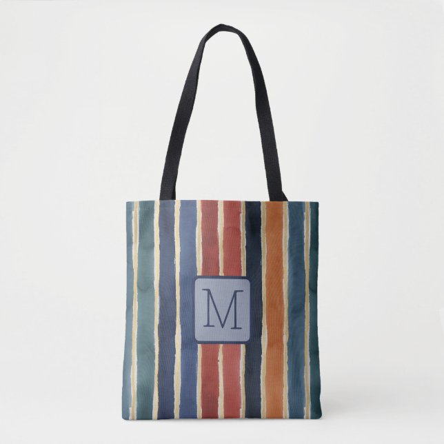 Vertikale Streifen Navy Farbbblock Monogramm (Vorderseite)
