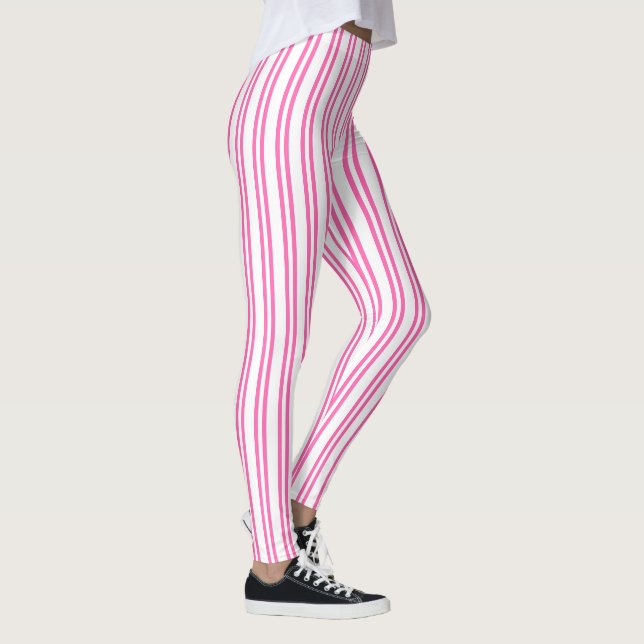 Vertikale Streifen Rosa Streifen Leggings (Rechts)