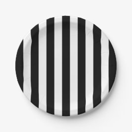 Vertikale Streifen schwarz und weiß gestreift Pappteller