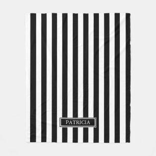Vertikale Streifen-Schwarzweiss-individueller Name Fleecedecke