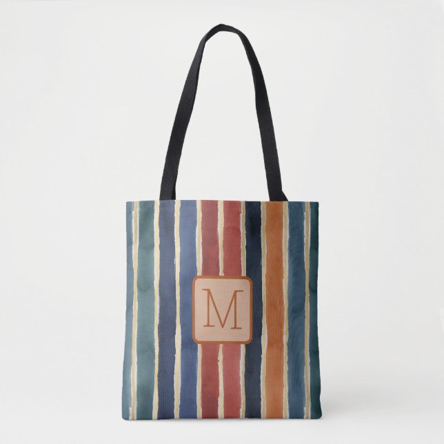 Vertikale Streifen Tan-Farbblock-Monogramm (Vorderseite)
