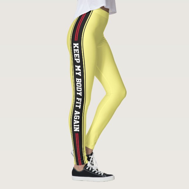 Vertikale Streifen Textdesign Sportgeräte Leggings (Rechts)