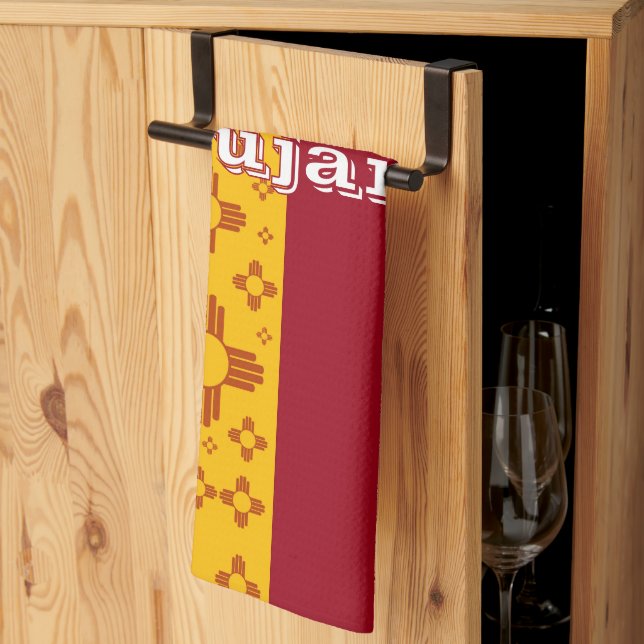 Vertikale Streifen Zia Sun Red Yellow New Mexico Geschirrtuch (Drittel gefaltet)