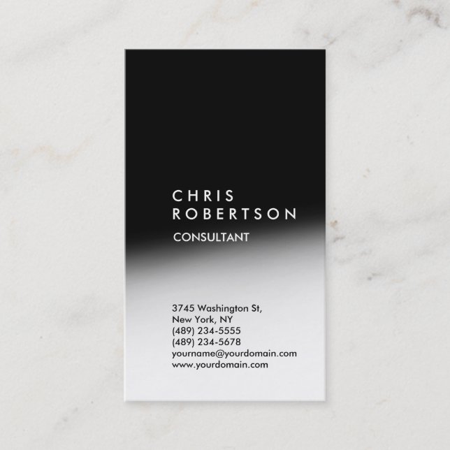 Vertikale trendy White Gray Black Business Card Visitenkarte (Vorderseite)