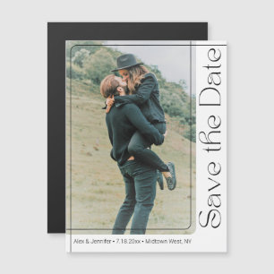 Vertikale Typografie Foto Save-the-Date-Magnet Magnetkarte